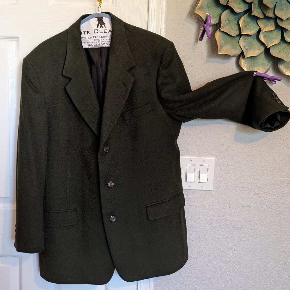 100% CAMEL HAIR | Vintage Pierre Cardin Sports Coat | 46L | HUNTER GREEN | EVC - Picture 1 of 13